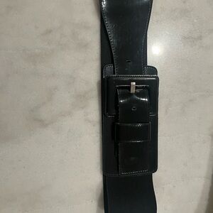 New York and Company, black patent leather and elastic women’s belt size S/M